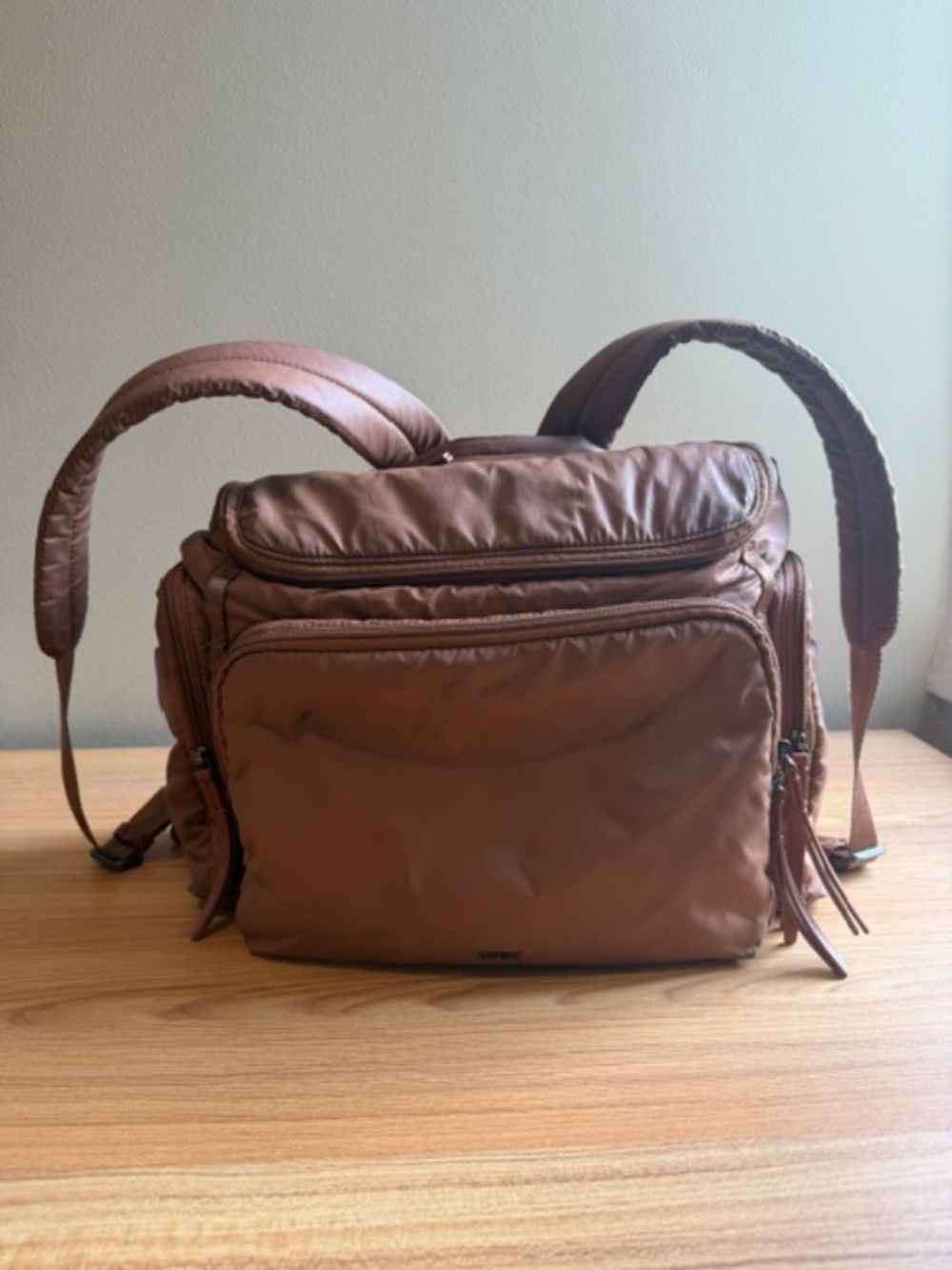 Caraa Baby Diaper Bag Quilted Nylon Backpack Mauve/Taupe